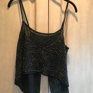 LF Millau Black & Gold Beads Open Back Tank